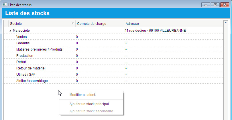 emplacements stock produits crm