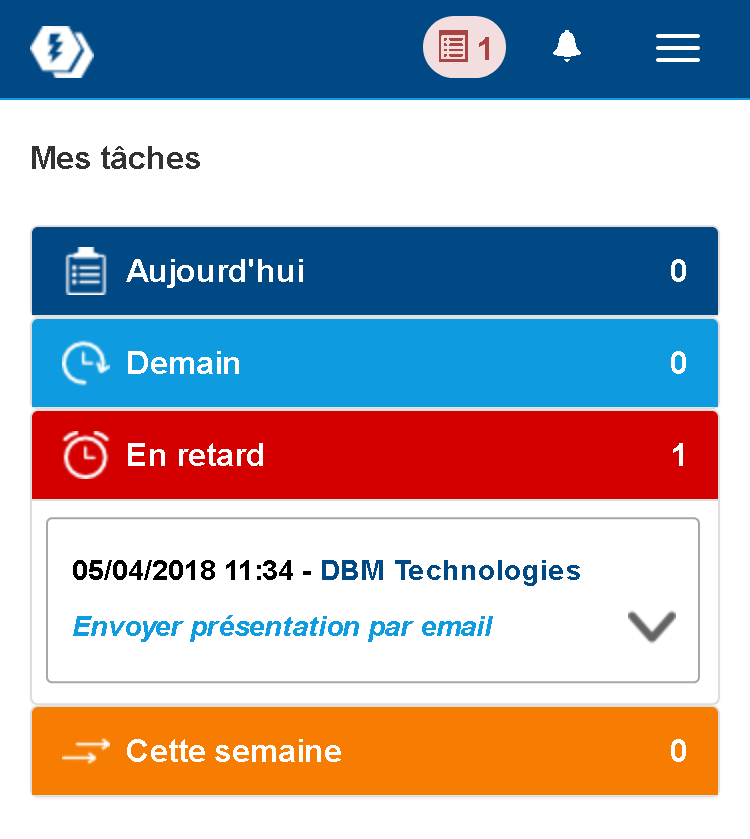 CRM mobile tâche Tbee